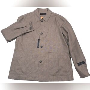 Bloomingdales Tan Melange Micro Hopsack Wool Chore Jacket Mens Size 42R